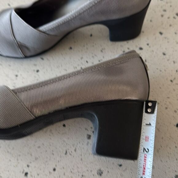 Anne Klein AK Sport Violetta Gray Coated Textile Block Heel Pumps Shoes Size 8M - Picture 7 of 12